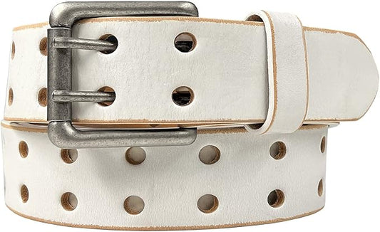 Ben Antique Twin Roller Buckle Vintage One-Piece 100% Leather Jean Belt 1-1/2" Wide