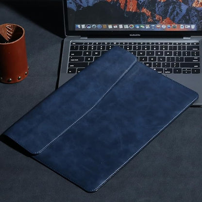13 Inch Leather Laptop Sleeve Compatible with MacBook Neo 13" 2026 & MacBook Air/Pro 13" (M5/M4/M3/M2/M1, 2025-2018), Magnetic Buckle Closure Protective Case Cover,Blue
