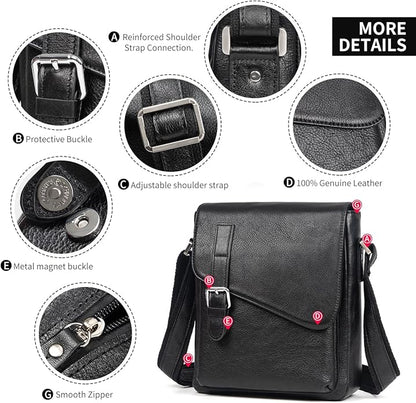 Augus Men's Leather Messenger Bag Shoulder Crossbody Backpack Bags Purse for Women Vintage Anti-Theft Waterproof Casual