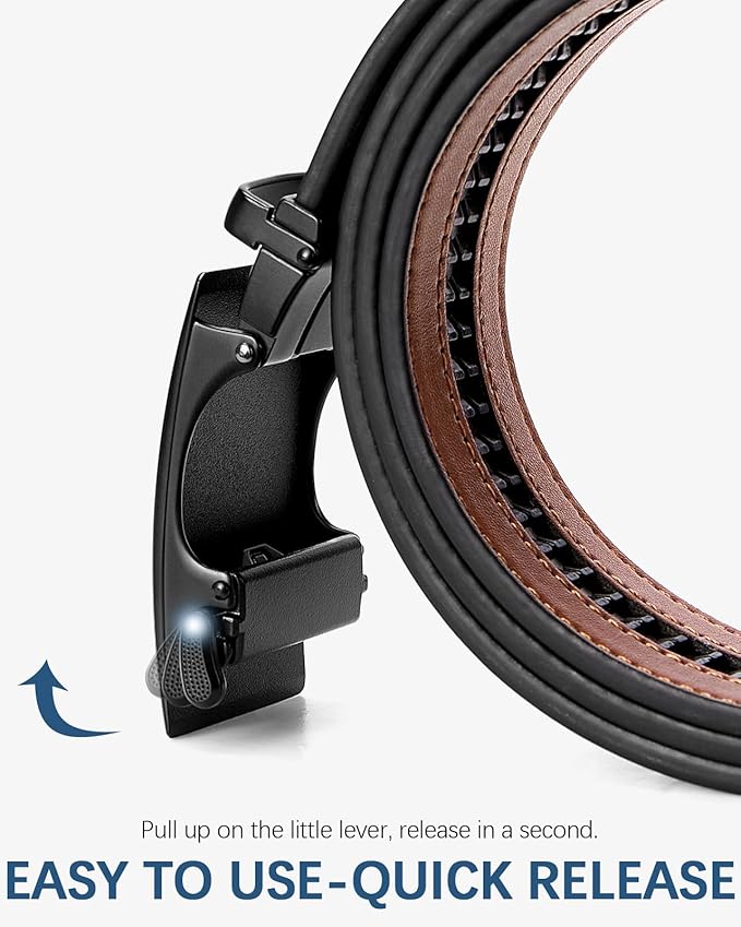 BOSTANTEN Mens Belt Leather Ratchet Belt For Men Dress and Casual with Adjustable Buckle, Trim to Fit