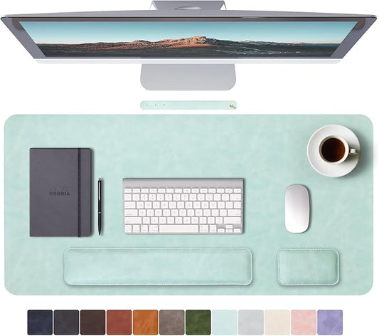 RENMTURE Large Mouse Pad and Keyboard Wrist Rest, Desk Pad for Keyboard and Mouse, Large Gaming Mouse Pad with Wrist Support, Desk Mat for Work and Gaming (Mint Green)
