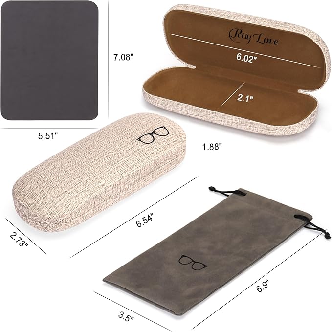 RayLove 3-Pack Hard Shell Eyeglasses Case Large Reading Glasses Hard Case