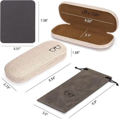 RayLove 3-Pack Hard Shell Eyeglasses Case Large Reading Glasses Hard Case
