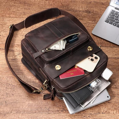 gzcz Leather Sling Shoulder Crossbody Bag Man Purse Messenger Bags for Men Women Outdoor Travel Business | Man, Purse, Outdoor, Travel, Business