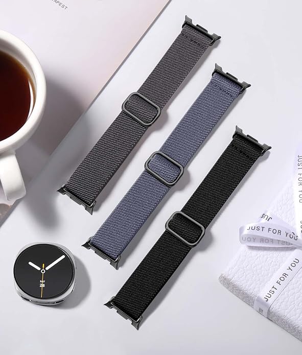 Lerobo Elastic Bands Compatible with Samsung Galaxy Watch 8 7 6 5 4 40mm 44mm/Galaxy Watch 8 Classic 6 4 Classic 43mm 47mm 42mm 46mm/5 Pro Band 45mm/Active 2,3 Pack 20mm Adjustable Nylon Sport Band