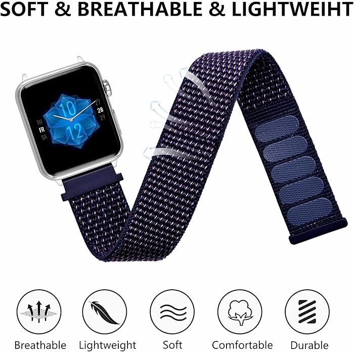 ANNEFIT Nylon Sport Loop Watch Bands, 2 Packs Quick Release Adjustable Strap 16mm 18mm 19mm 20mm 21mm 22mm 24mm