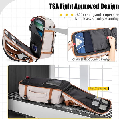 42L Travel Backpack with 4 Packing Cubes, TSA Friendly Flight Approved Carry-On Bag, Water-Resistant Weekender Business Backpack for Men Women, Fits 17.3" Laptop