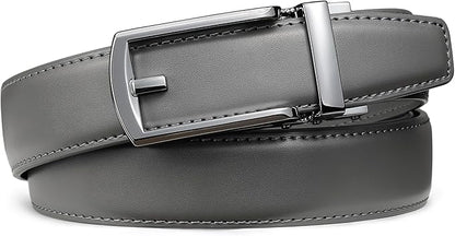 Founders & C Mens Ratchet Belt Leather Click 1 1/4" with Slide Buckle, Casual Dress Belt Adjustable