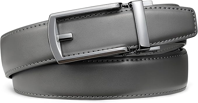 Founders & C Mens Ratchet Belt Leather Click 1 1/4" with Slide Buckle, Casual Dress Belt Adjustable