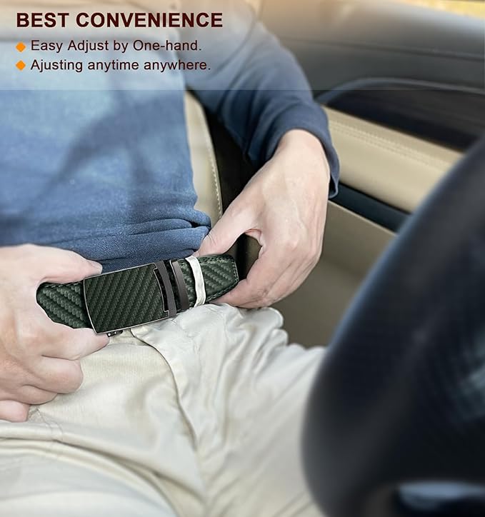 KEMISANT Belt Men, Sliding Ratchet Belt Genuine Leather For Gift Mens Dress Pants Oxfords,Size Adjustable