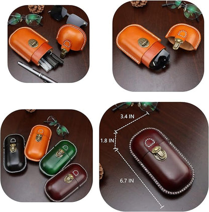 Leather Eyeglass Case Hard Shell Retro Men And Women Sunglasses Nearsighted Glasses Locking clasp Protection Box