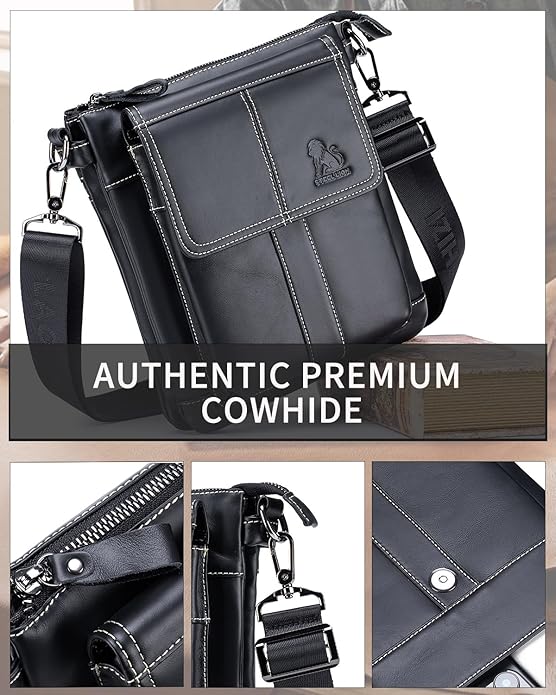 Men's Genuine Leather Crossbody Bag - Spacious & Functional & Durable Daily Use