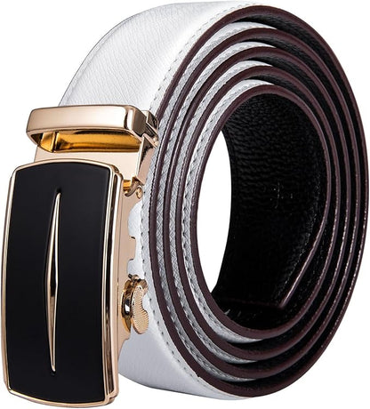 Dubulle Designer Ratchet Belt for Men Leather Fashion Adjustable Automatic Buckle Sliding Removable Dress Casual