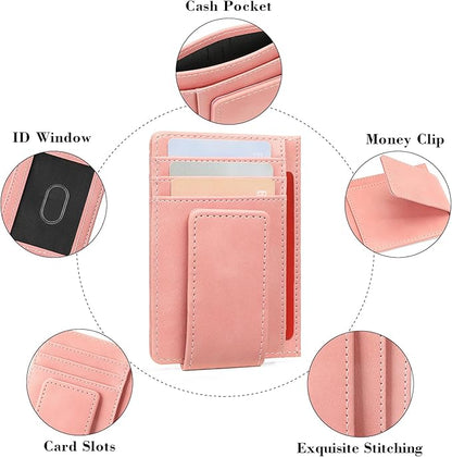 Magnetic Closure Slim Wallet for Men Leather RFID Blocking Minimalist Front Pocket Money Clip Wallet Credit Card Holder