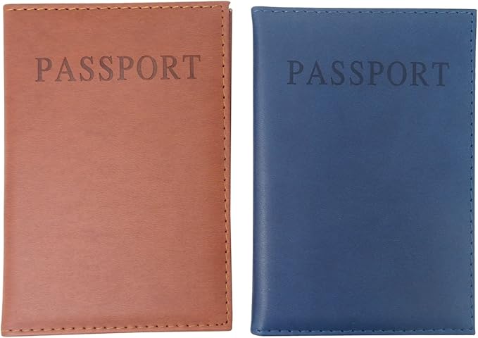 Honbay 2PCS Artificial Leather Passport Holder Cover Passport Case for Men and Women