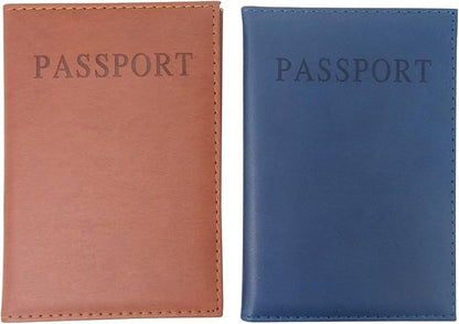 Honbay 2PCS Artificial Leather Passport Holder Cover Passport Case for Men and Women