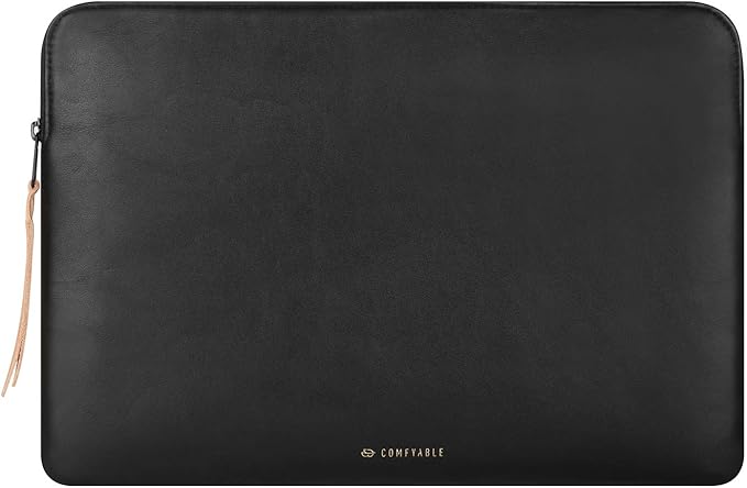 Comfyable Slim Protective Laptop Sleeve Compatible with 13/14 Inch MacBook Air & MacBook Pro M5/M4/M3/M2 Pro/Max 2026, Mac Travel Case, Laptop Pouch, Slim PU Leather Cover, Black