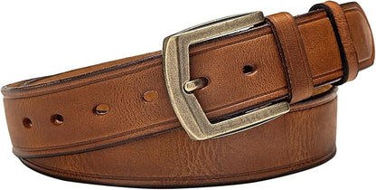Luxury Full Grain Genuine Leather Belt Men Gift, 1.5" Wide Vintage Real Leather Western Cowboy Men's Belts