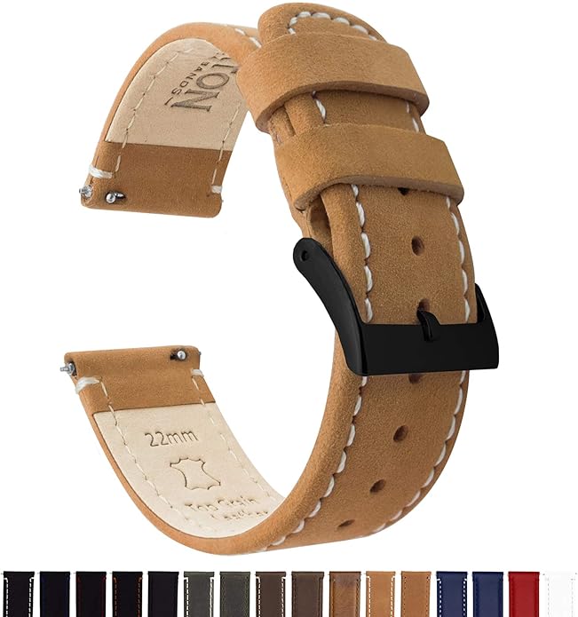 BARTON WATCH BANDS - Top Grain Leather Watch Bands Compatible with Apple Watch Models - 1, 2, 3, 4, 5, 6, 7, 8, 9, 10, SE, Ultra & Ultra 2
