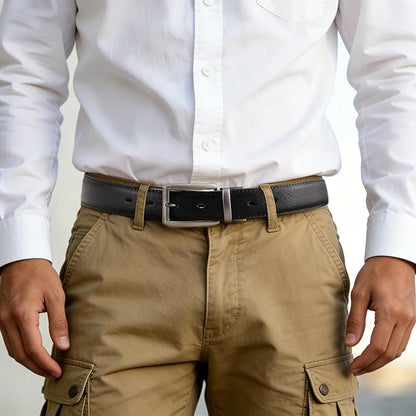 LMUGOOS 3 Pack Mens Belt Reversible Genuine Leather Belts - Adjustable & Cuttable 1.2" for Dress, Business, Casual & Jeans