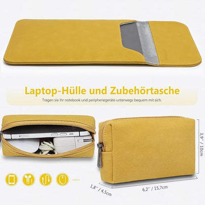 HYZUO 13.3-14 Inch Laptop Sleeve Case for MacBook Pro 14 M5/M4/M3/M2/M1 Pro/Max A3426 A3427 2026-2021, 13.3" MacBook Air/Pro, 13.5-13.8 Surface Laptop, HP Envy 13, Faux Suede Leather, OliveYellow