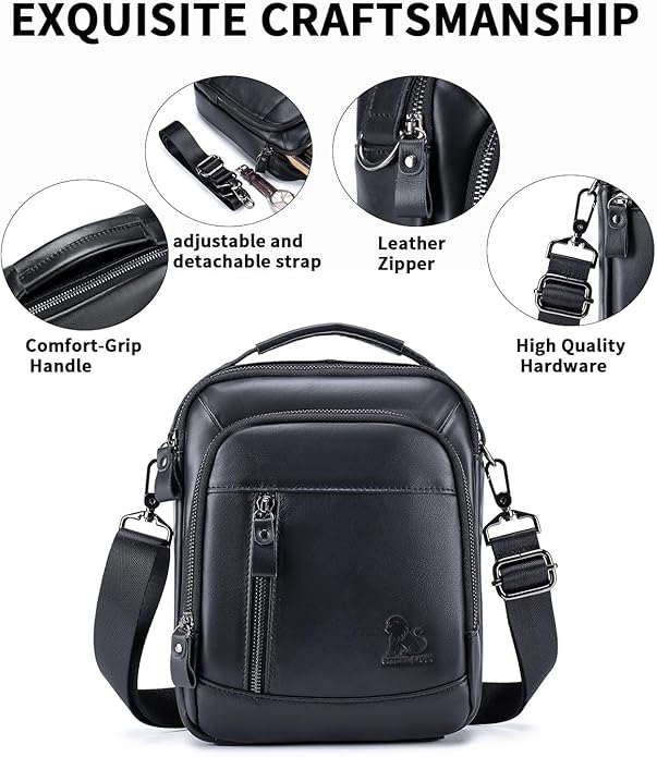 Premium Leather Men's Crossbody -Organized Storage & Durable,Stylish for Daily Carry