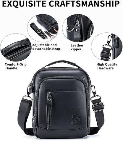 Premium Leather Men's Crossbody -Organized Storage & Durable,Stylish for Daily Carry