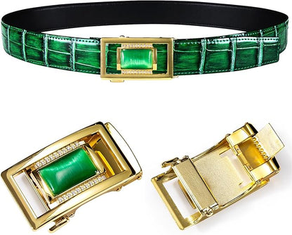 Barry.Wang Mens Belts Leather Ratchet Automatic Buckle Slide Click 1 3/8" Designer Dress Fashion Classic Casual Work Business