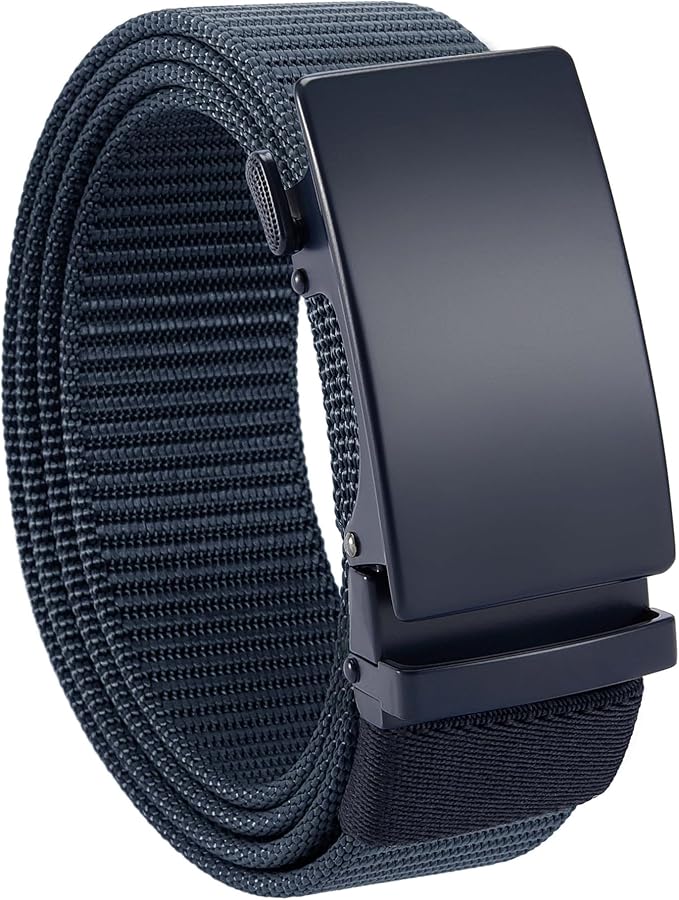 CHAOREN Nylon Ratchet Belts for Men - Adjustable Casual Work Belt with Slide Buckle - Trim to Fit