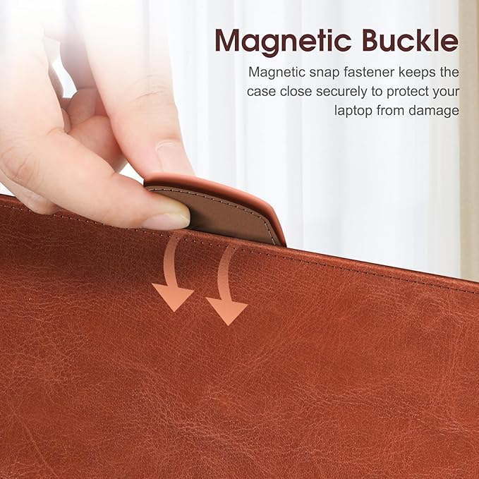 Fintie Sleeve Case for MacBook Pro 14 Inch A3427 A3426 A3434 A3401 A3185 A3112 A2992 A2918 A2779 A2442 (2026-2021), PU Leather Folio Cover for MacBook Pro 14" M5/M4/M3/M2/M1, Brown
