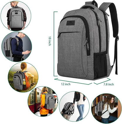 MATEIN Travel Laptop Backpack, Business Anti Theft Slim Sturdy Laptops Backpack Personal Item Bag, Water Resistant College School Computer Bag Gift for Men & Women Fits 15.6 Inch Notebook, Grey