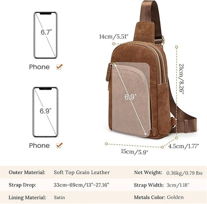 S-ZONE Genuine Leather RFID Blocking Small Sling Bag Women Crossbody Fanny Packs