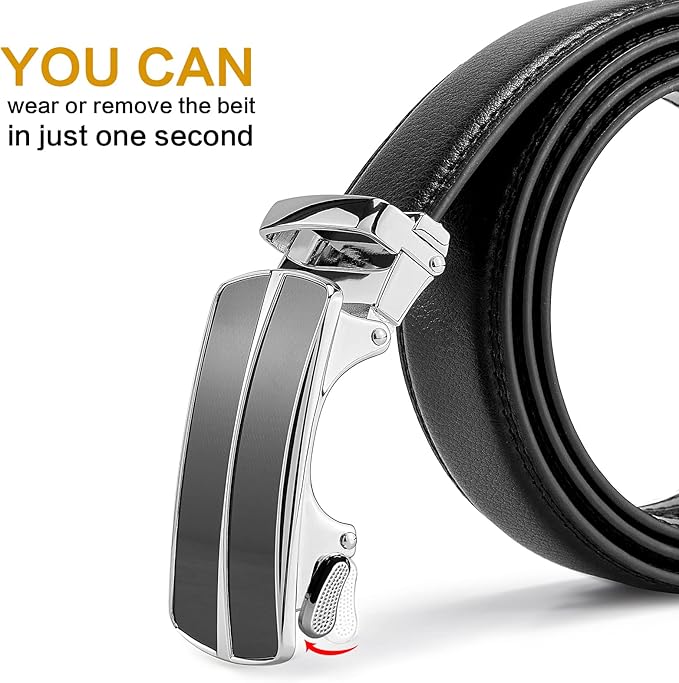 BOSTANTEN Mens Belt Leather Ratchet Belt For Men Dress and Casual with Adjustable Buckle, Trim to Fit