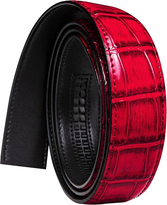 Dubulle Men's Ratchet Belt Gold/Black/Red/Green/Blue/White Automatic Buckle Business Casual Belt Gift - Adjustable Fit