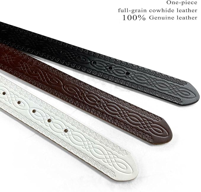 Genuine Full Grain Western Engraved Tooled Leather Strap or Belt 1-1/2" Wide