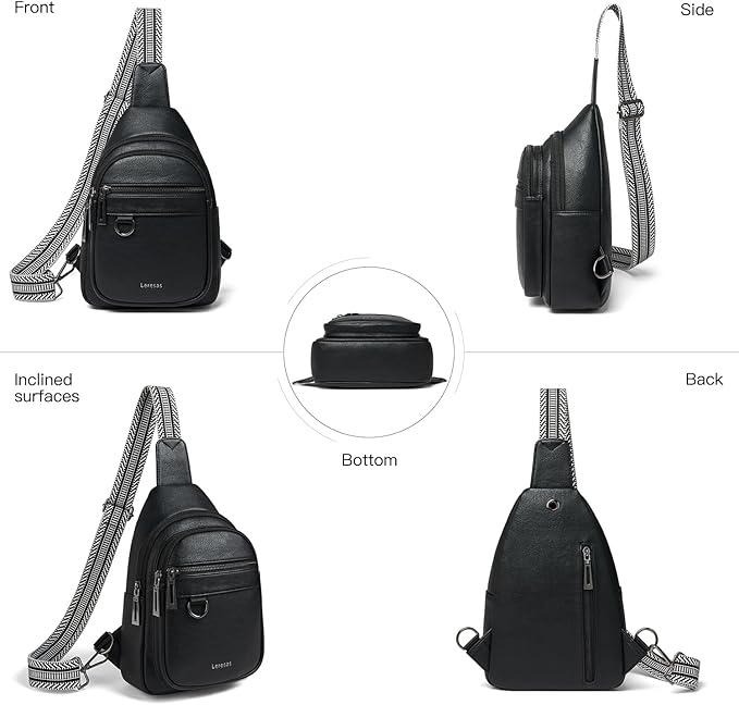 Leresas 7L Sling Bag for Women Men Vegan Leather Crossbody Bags Fanny Pack Purse Backpack Over Shoulder Bag Travel Anti Theft