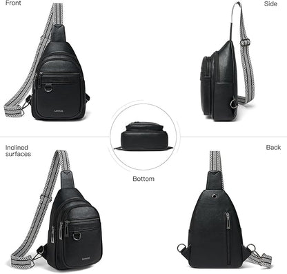 Leresas 7L Sling Bag for Women Men Vegan Leather Crossbody Bags Fanny Pack Purse Backpack Over Shoulder Bag Travel Anti Theft