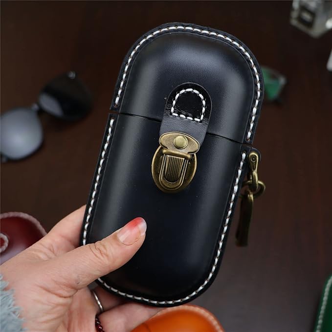 Handmade Leather Eyeglass Case Hard Shell Retro Men And Women Sunglasses Nearsighted Glasses Hooks Protection Box