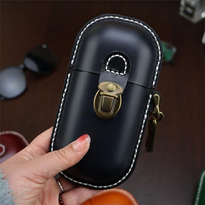 Handmade Leather Eyeglass Case Hard Shell Retro Men And Women Sunglasses Nearsighted Glasses Hooks Protection Box