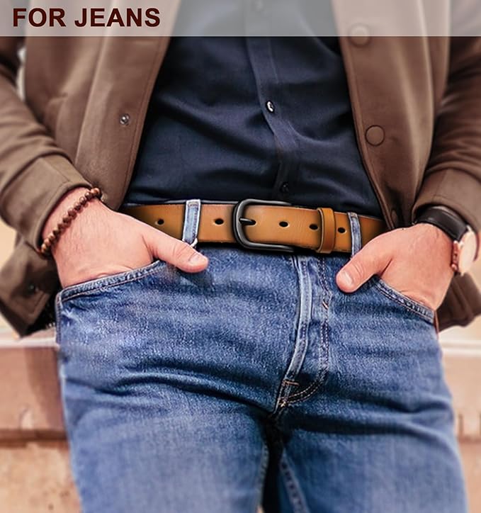BULLIANT Men Belt Multi Pack,Leather Belt For Gift Men Golf Dress Casual Jean 7Holes 1 3/8"