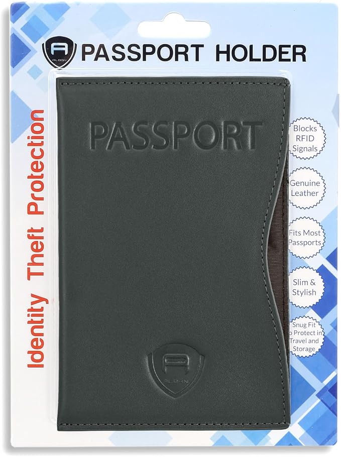 Alban RFID Passport Holder Women Men RFID Blocking Travel Passport Wallet Case Genuine Leather Passport Cover porta pasaporte