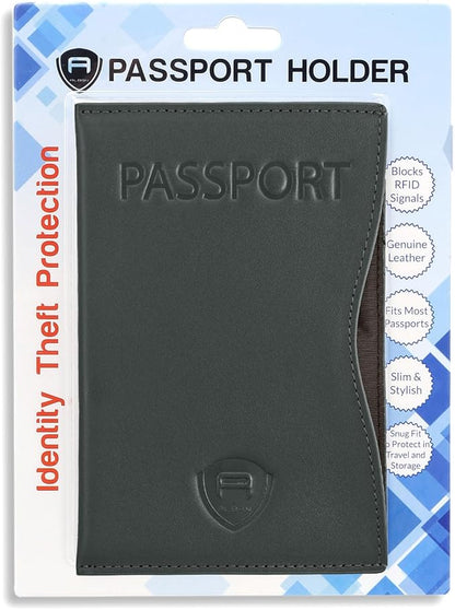 Alban RFID Passport Holder Women Men RFID Blocking Travel Passport Wallet Case Genuine Leather Passport Cover porta pasaporte