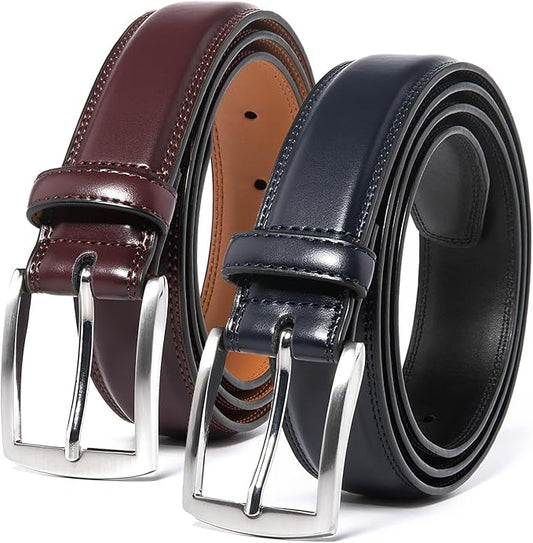 Mens Genuine Leather Dress Belt for Men, Handmade, 100% Cow Leather,Classic Casual and Business Belt Prong Buckle