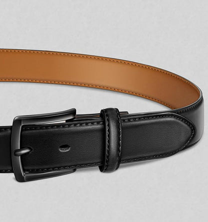 BULLIANT Men Belt-Leather Belt 7 Holes Comfortable for Men Dress Casual Jeans 1 3/8"