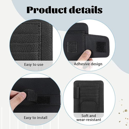 Small Leather Car Sun Visor Organizer and Insurance Card Holder, Auto Car Sun Visor Organizer, Multifunctional Auto Interior Accessories Storage Pocket for Card License Registration Document, Pen, Key