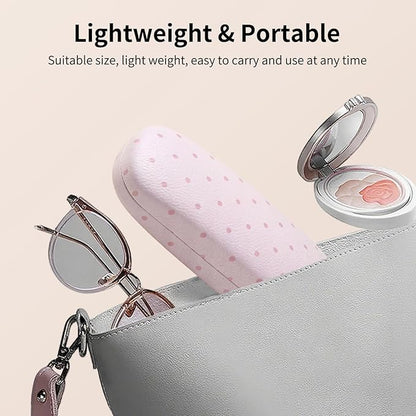 Glasses Case Hard, Cute Sunglasses Case for Women Leather Protective Case for Eyeglass with Cleaning Cloth