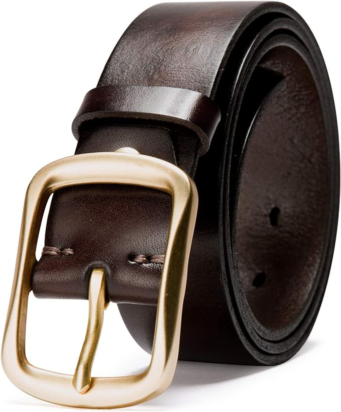 KEECOW Men's 100% Italian Cow Leather Belt Men With Anti-Scratch Buckle,Packed in a Box