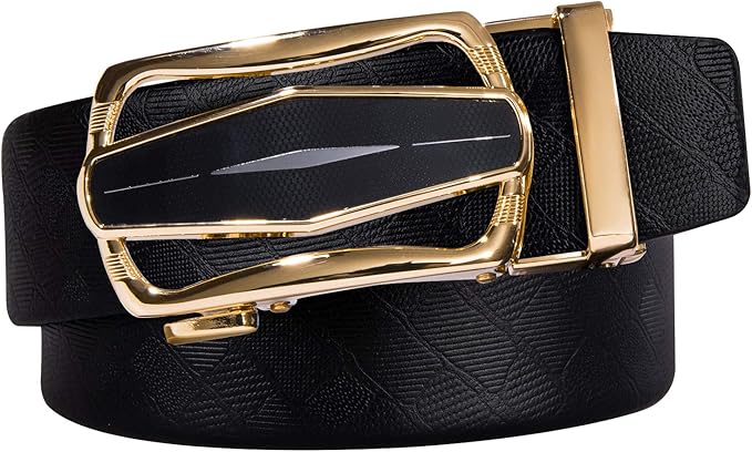 Barry.Wang Mens Belts Leather Ratchet Automatic Buckle Slide Click 1 3/8" Designer Dress Fashion Classic Casual Work Business