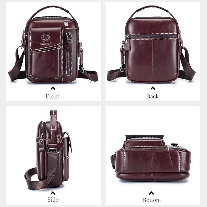 Leather Shoulder Bag for Men Small Mens Crossbody Bag Purses Handbags | Small, Genuine Leather, Crossbody, Men Purse, Casual, Daypack