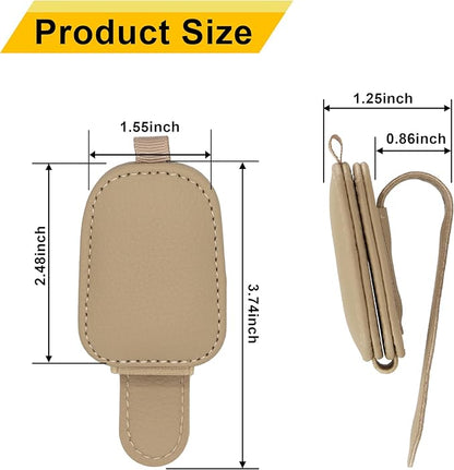 Yuoyar Sunglass Holder for Car, Magnetic Leather Sunglasses Holder and Ticket Card Clip, Car Visor Accessories, 2 Packs (Beige)